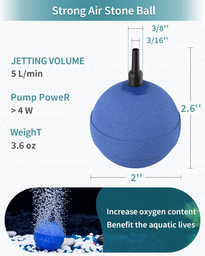 Pawfly Aquarium Air Stone Bubbler 2 Inch, Oxygen Diffuser Airstone for Air Pump Fish Tank Bucket Pond and DWC Reservoir, 4 Pack - Image 3